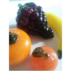  Murano Style Glass Fruit Purple Grapes Banana Orange Paperweight Lifesize      263879374104